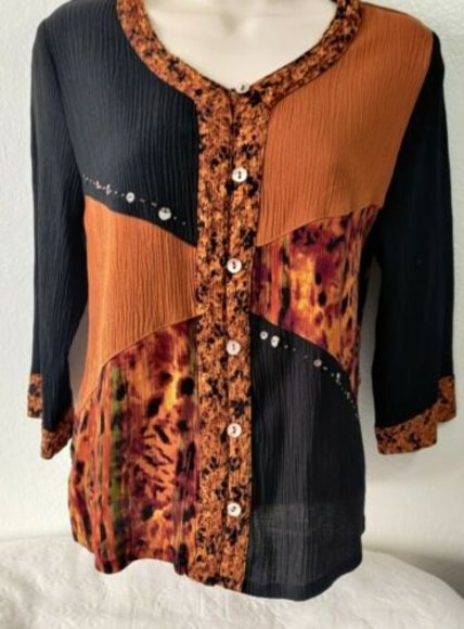 Napa Valley Petite PXL short sleeve mother of peal rayon/poly multi color - Picture 1 of 6